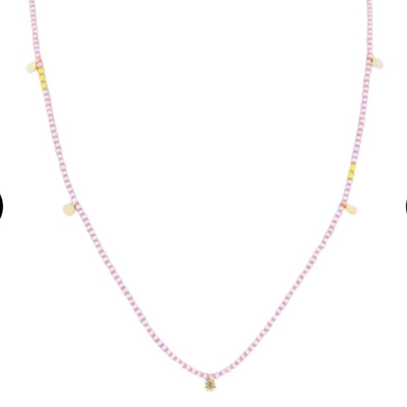 BN 9 Madewell Coral & White Artisan Long Beaded Necklace